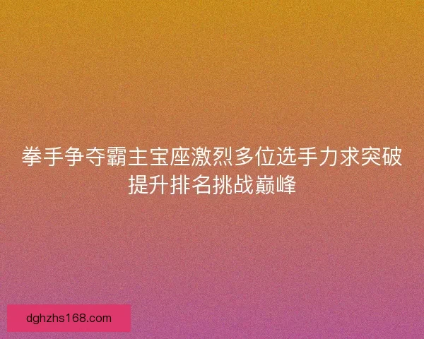 拳手争夺霸主宝座激烈多位选手力求突破提升排名挑战巅峰 拳手争夺霸主宝座激烈多位选手力求突破提升排名挑战巅峰
